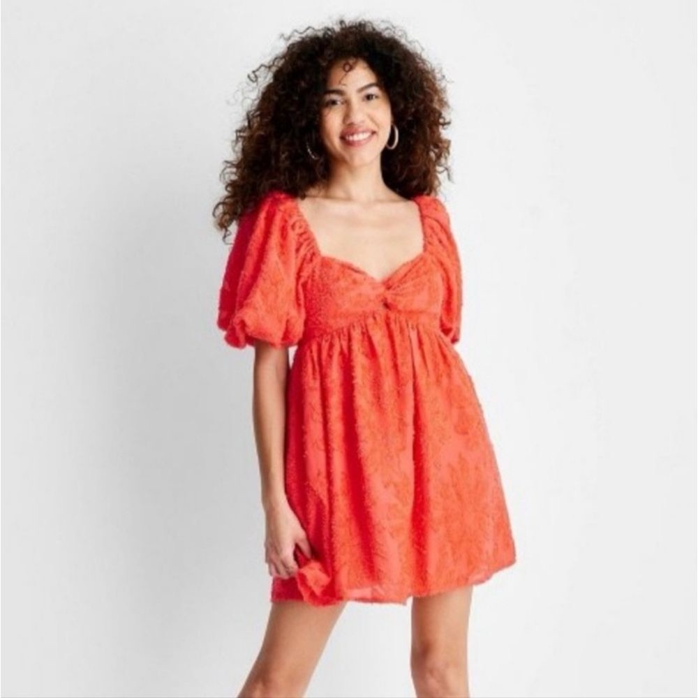 Target Coral Puff Sleeve Dress